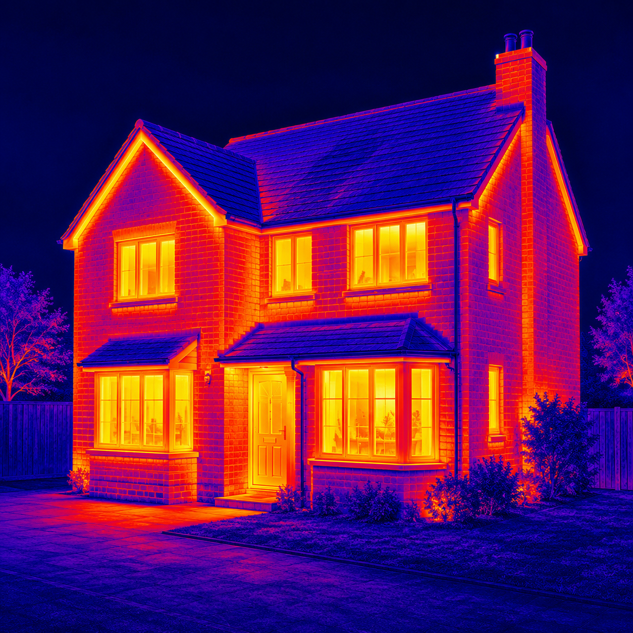 Thermal image of a house used for retrofit assessment services